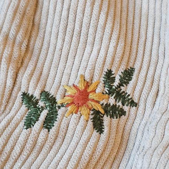 Listicle Cream Romantic Flower Embroidery Corduroy Baby Doll Dress size Small - Picture 8 of 11